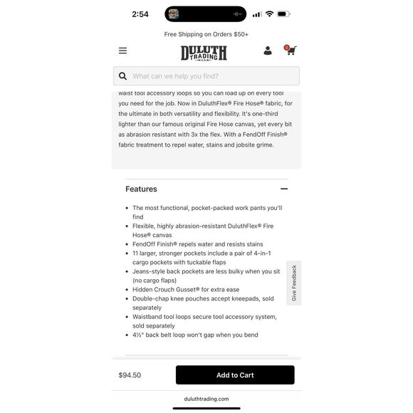 Duluth Trading | Flex Fire Hose Carpenter Pants | Brown | 42x30 | Men’s - Picture 6 of 16